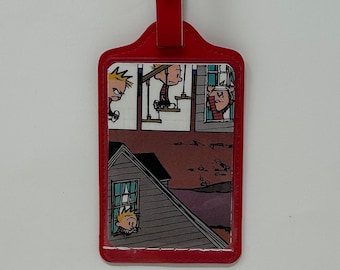 Calvin and Hobbes • An ArtfullyAltered Handmade Backpack/Luggage Tag