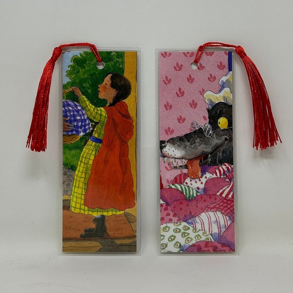 Little Red Riding Hood (2) Bookmarks • An ArtfullyAltered Handmade Bookmark