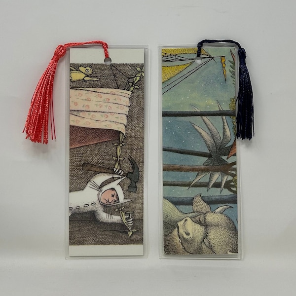 Where the Wild Things Are (2) Upcycled Book Pages Bookmarks • An ArtfullyAltered Handmade Bookmark