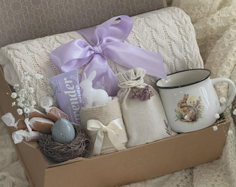 The Ultimate Easter Gift Box with Blanket, Succulent Self Care Gift Basket for Women, Hygge Gift Box, Care Package for Friend, Mom, Daughter