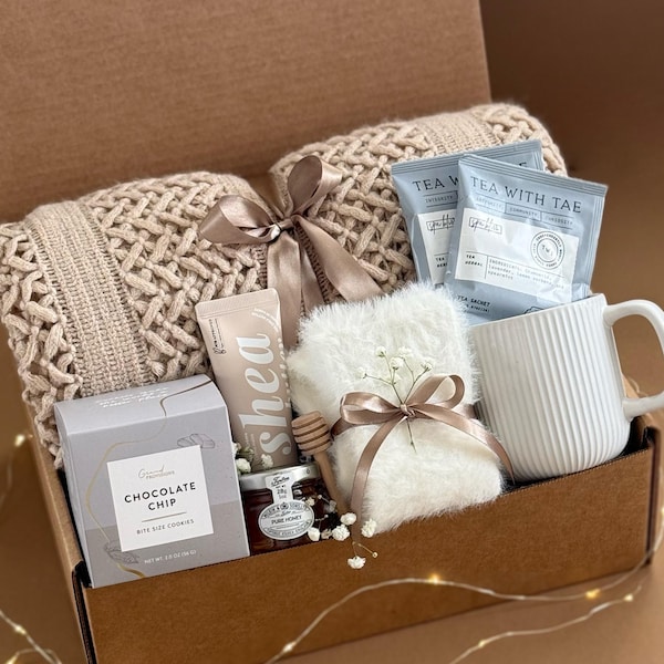 Sending a hug gift box, thinking of you, sympathy care package, self care gift basket, warm and cozy, thank you gift box, get well soon