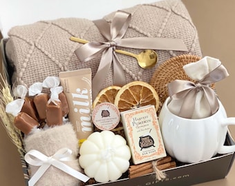 Hug In A Box, Encouragement Gift, Mom Gift Set, Hygge Gift Box, Thinking Of You Box, Cozy Care Package, Self Care Basket, Blanket Gift Box