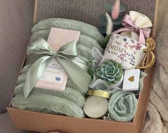Luxury Mothers Day Gift Box with Succulent, Mothers Day Gift From Daughter, Gift For Mom, Mothers Day Gift Basket, Best Mom Ever Care Bundle