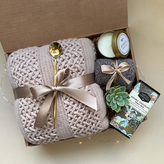 Birthday Gifts for Her Hygge Gift Basket With Blanket, Succulent, Socks,  Candle Birthday Box, Gift for Women, Happy Birthday Gift Box 