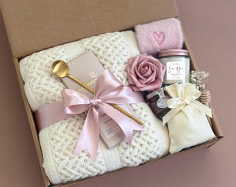 Sending a hug gift box, thinking of you, sympathy care package, self care gift basket, warm and cozy, thank you gift box, get well soon