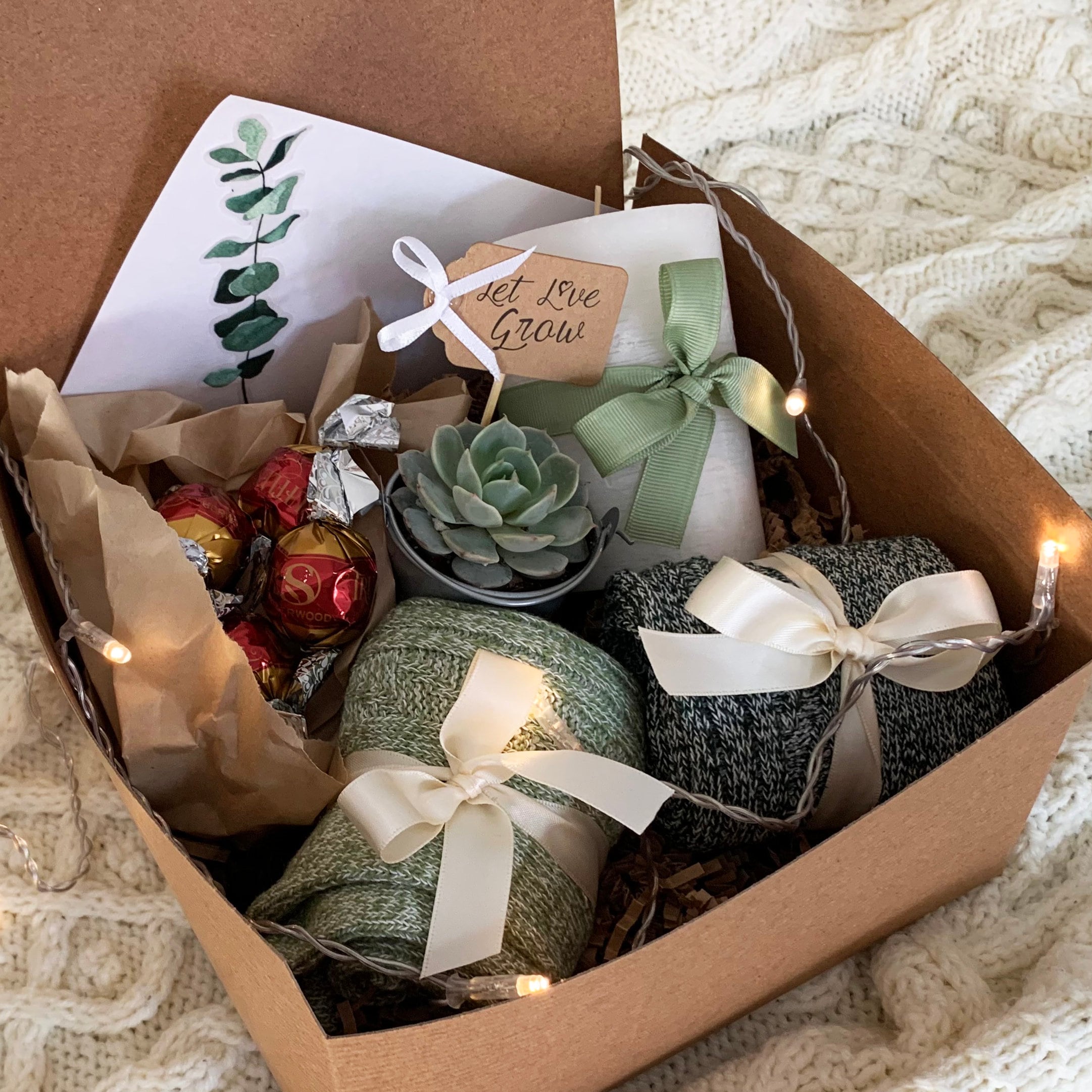 Let Love Grow Hygge Box for Two Succulent Gift Idea Hug in Box