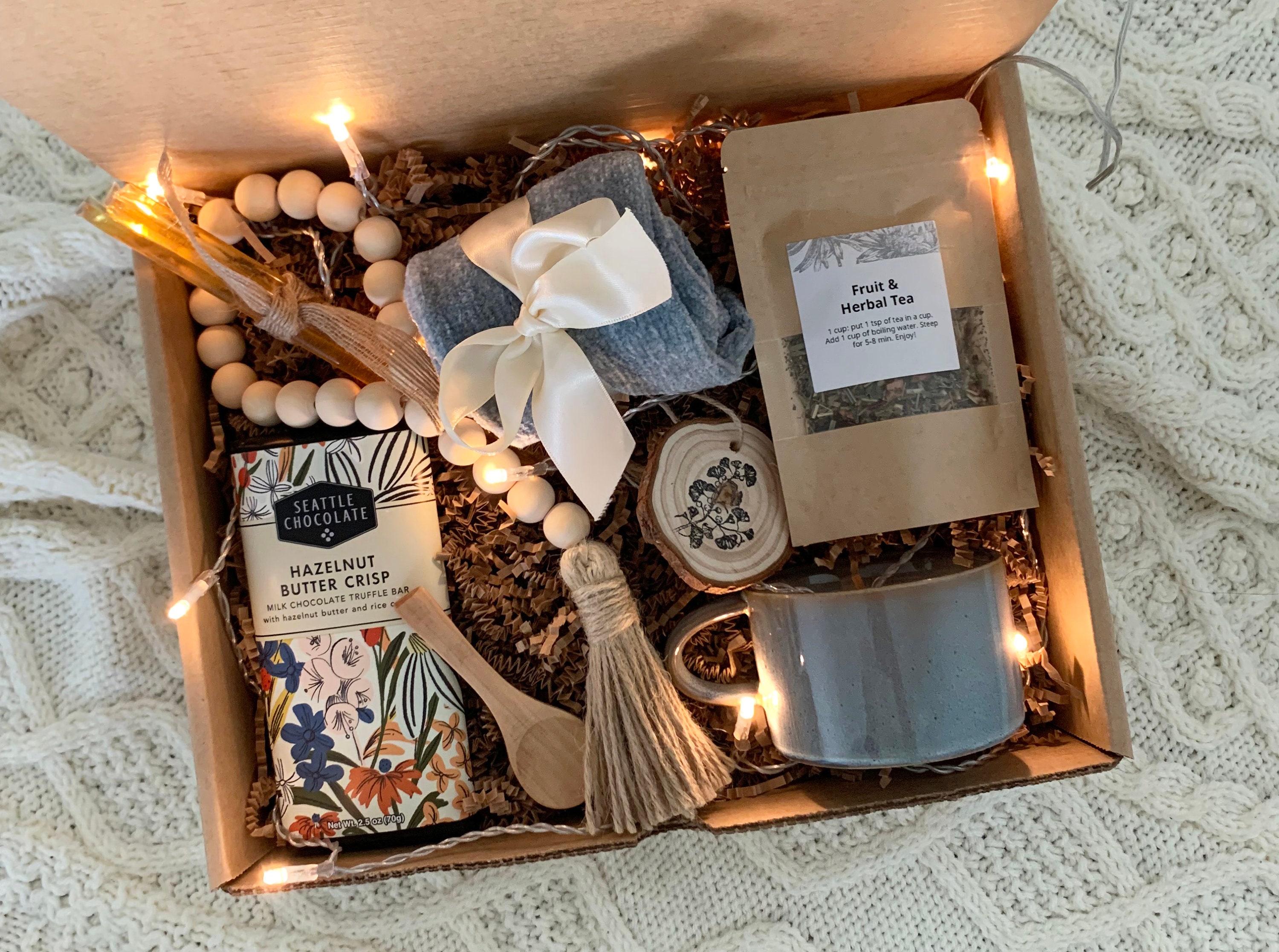 Cozy Summer Gift Basket, Unique Care Package for Her