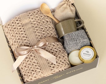 Stress Relief Comfort Gift Box for Women & Men | Same Day Priority Shipping | Gift Basket with Blanket and Socks, Self Care Gift Box for Her