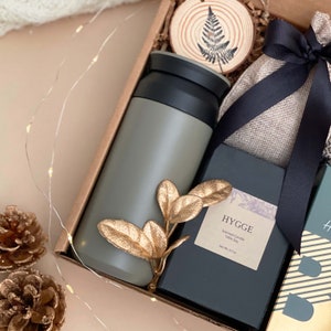 Unisex Christmas Gifts for Women & Men Holiday Gift Box with Tumbler, Candle, Socks Christmas Gift Box, Hygge Gift, Holiday Gift Baskets image 6