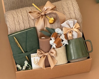 Hygge Gift Box with Blanket and Journal, Sending a hug, Thinking of you, Sympathy gift Basket, Bereavement, Encouragement gift, Thank You