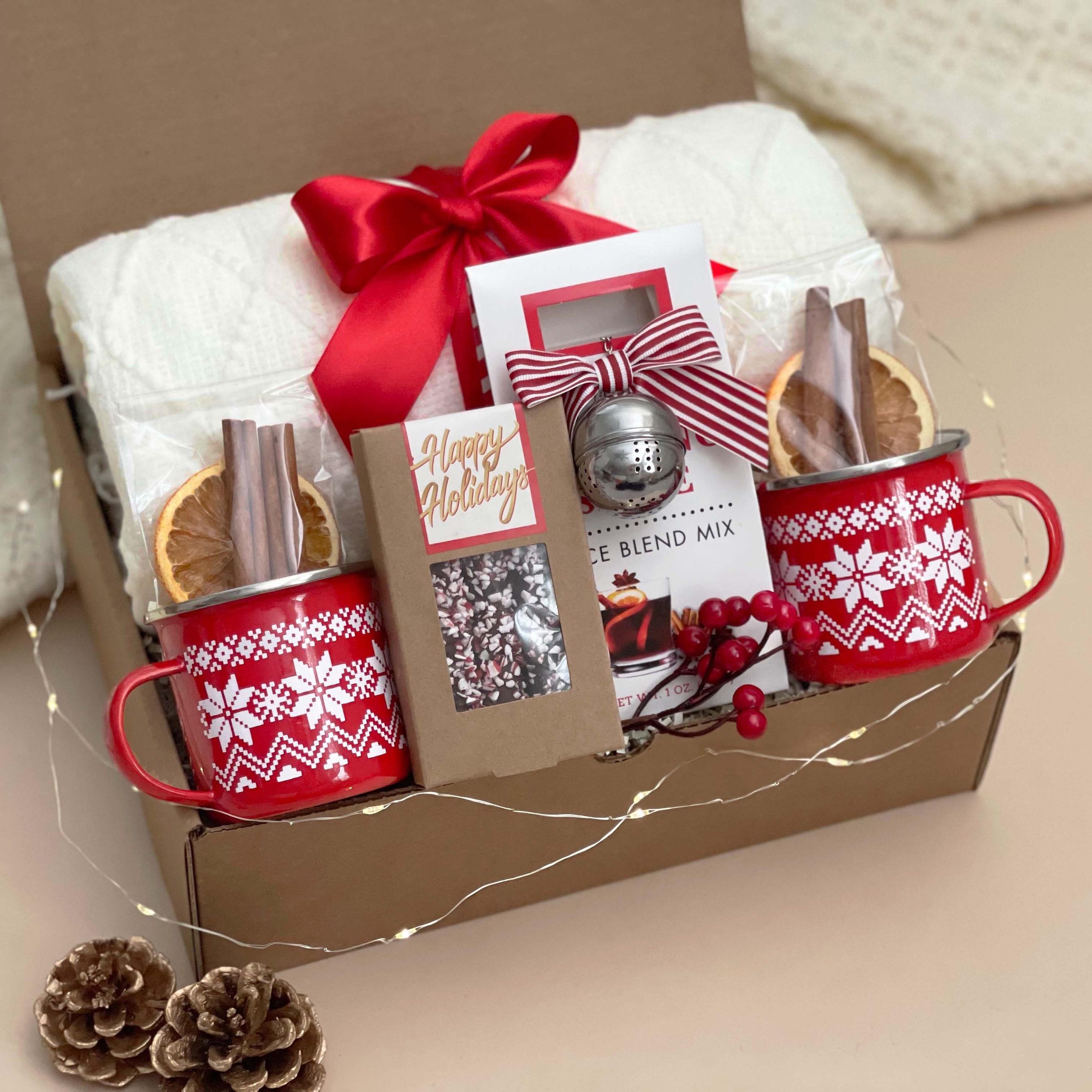 Coffret cadeau des Fêtes pour les amateurs de vin Coffret cadeau vin chaud  et cidre, panier-cadeau Hygge pour couples, familles, forfait de soins  dhiver confortable européen -  France