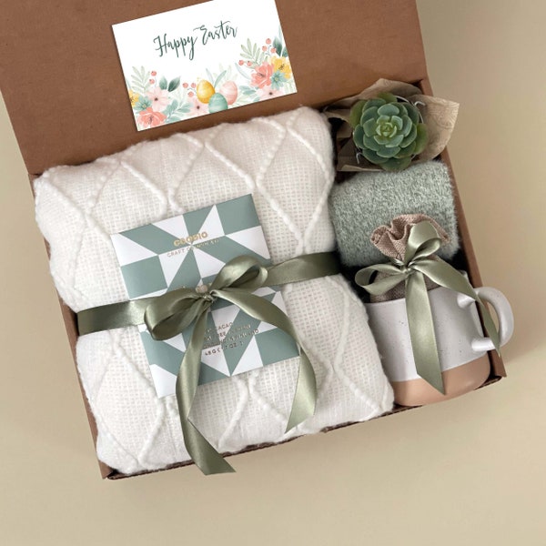 Sending Hugs Gift Box For Her | Gift Set for Women with Blanket & Succulent | Self Care Gift Box for Her, Sending Hugs and Love Gift Basket