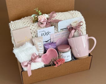 Sending a hug gift box, thinking of you, sympathy care package, self care gift basket, warm and cozy, thank you gift box, get well soon
