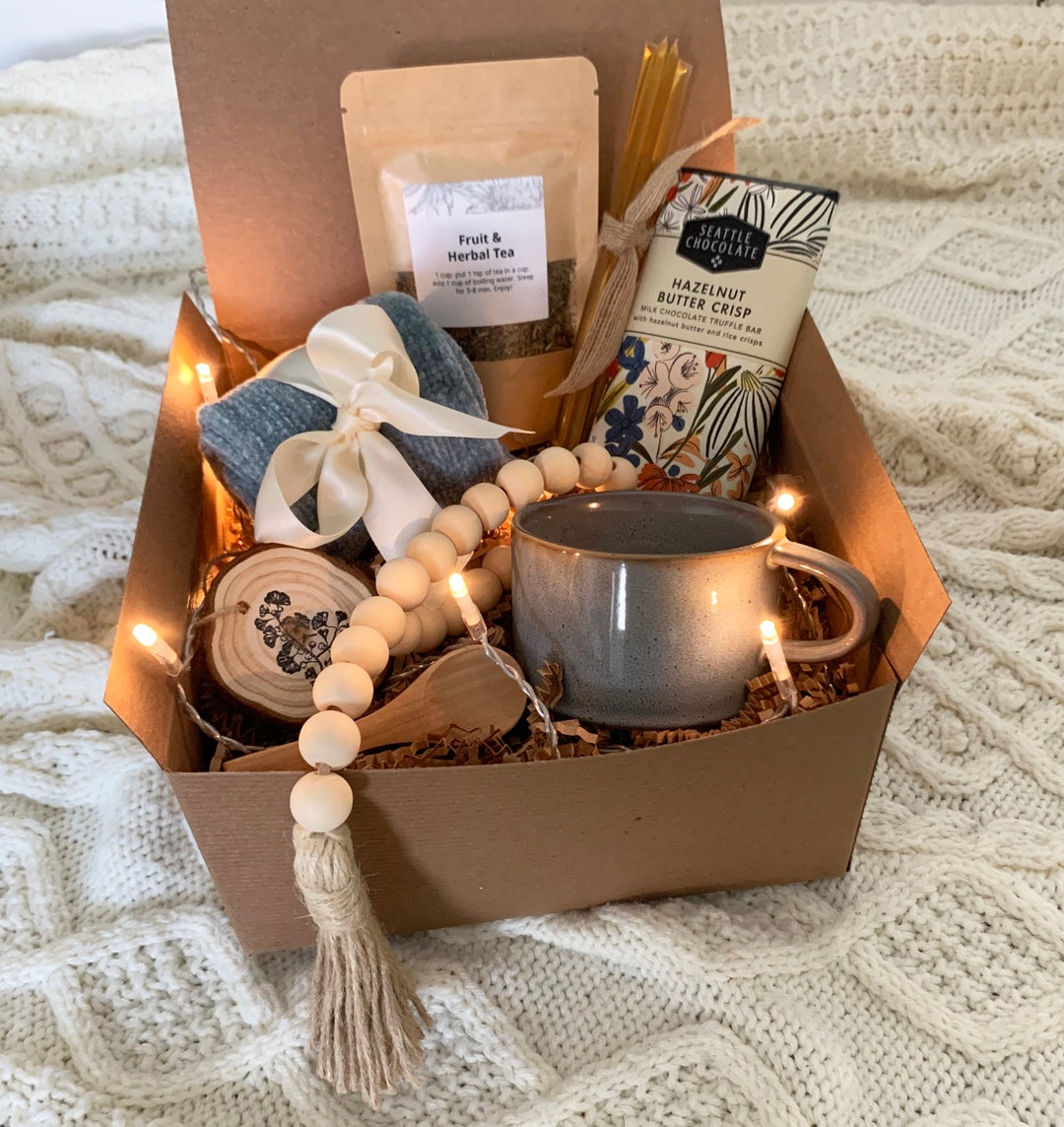 Classy Gift Basket for Women | Cozy Gift Box with Blanket, Socks, & Candle  | Self Care Package for Any Occasion