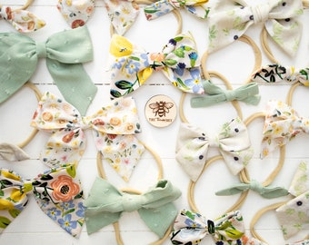 Summer Floral Bow Collection | handmade cotton bows | nylon or alligator clip