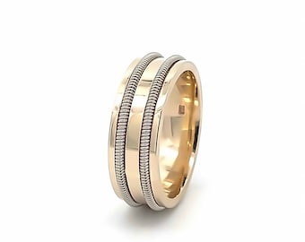 Nachhaltiges 10k oder 14k Gold-Band mit eingebetteter E-Gitarren-Saite
