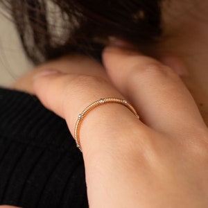 Rose Gold Glimmer Guitar String Ring – Handcrafted & Upcycled Musical Jewelry