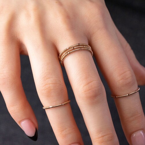 Guitar String Ring or Midi Ring Gold or Silver Double Braid Etsy