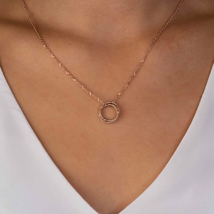 Bronze Guitar String Duo Necklace with Solid 10k Rose Gold Chain