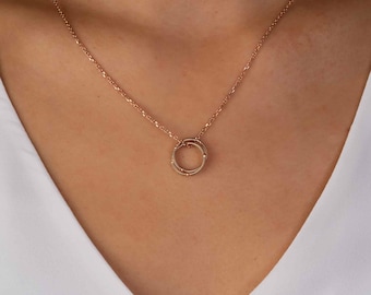 Bronze Guitar String Duo Necklace with Solid 10k Rose Gold Chain