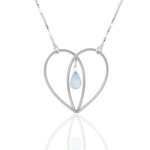 Electric Guitar String Heart Necklace - aquamarine gemstone