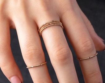 Upcycled Rosegold Gitarrensaiten Ring – Nachhaltiges Stapeln Band – Minimalistischer, musikinspirierter Schmuck