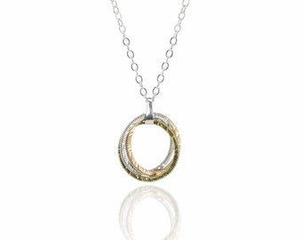 Guitar String Trinity Necklace - tri-metalic