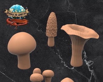 Small Mushrooms (x25): Tabletop Gaming Miniature (Resin 3D Print)
