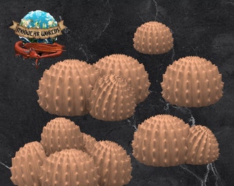 Ball Cacti Set: Tabletop Gaming Miniature (Resin 3D Print)