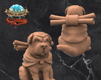 Sharpei Familiar: Tabletop Gaming Miniature (Resin 3D Print)