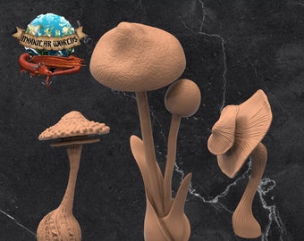 Giant Mushrooms (x 6): Tabletop Gaming Miniature (Resin 3D Print)