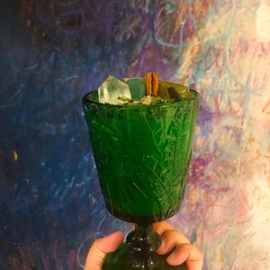 Abundance candle, vintage goblet, vintage candle, money candle, citrus scented candle