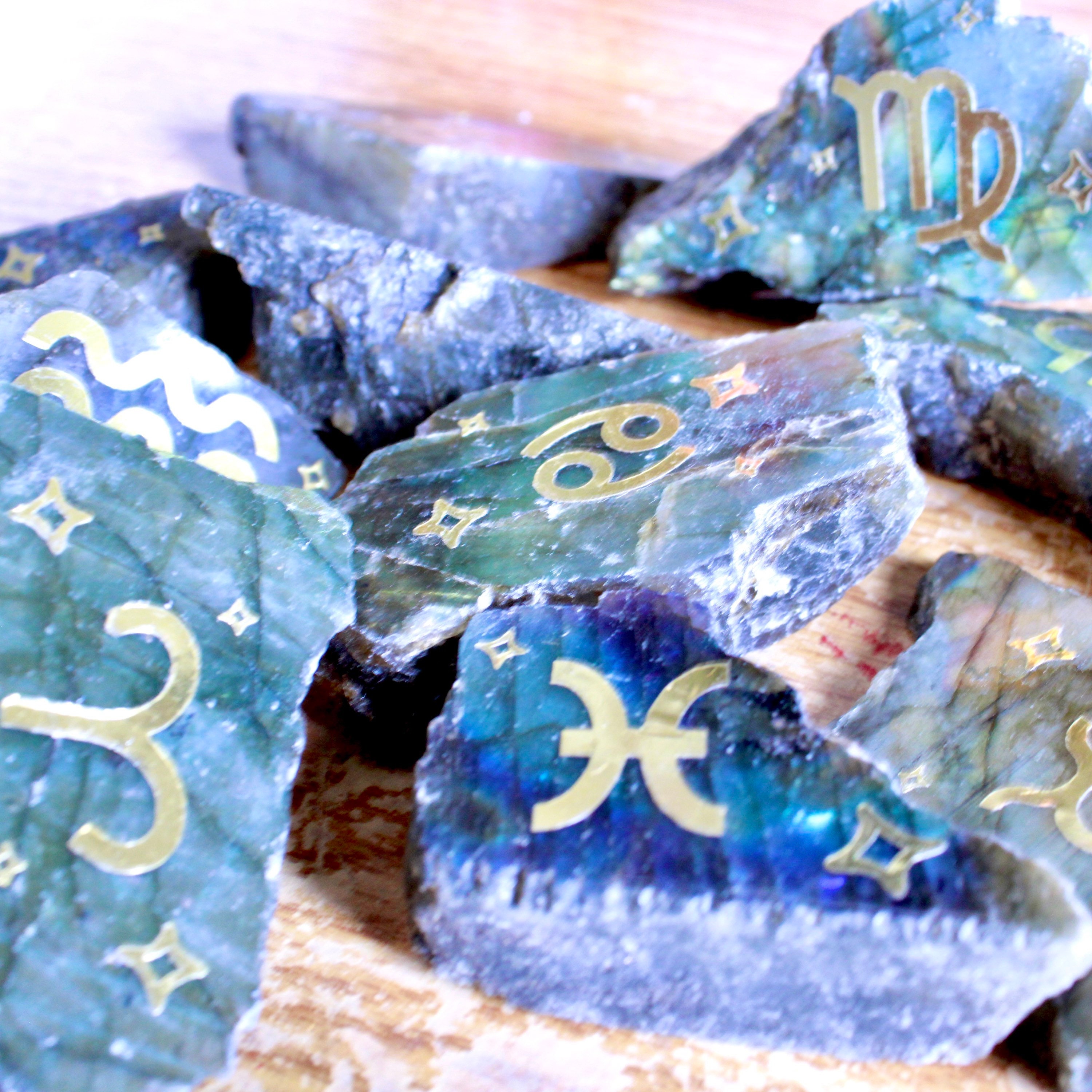 Mini Zodiac Symbol flashy labradorite crystal Etsy