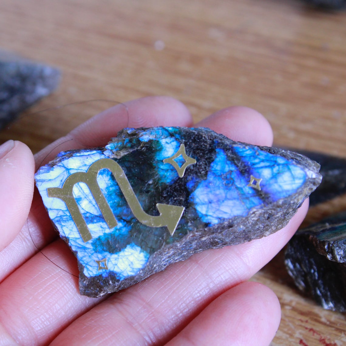 Mini Zodiac Symbol flashy labradorite crystal Etsy