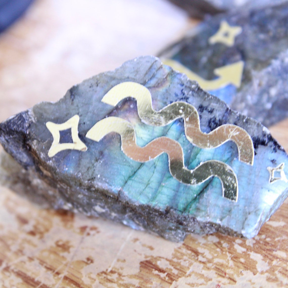 Mini Zodiac Symbol flashy labradorite crystal Etsy