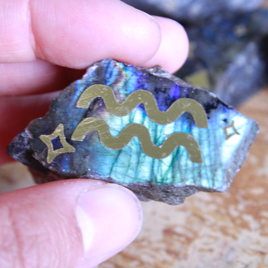Mini Zodiac Symbol flashy labradorite crystal Etsy