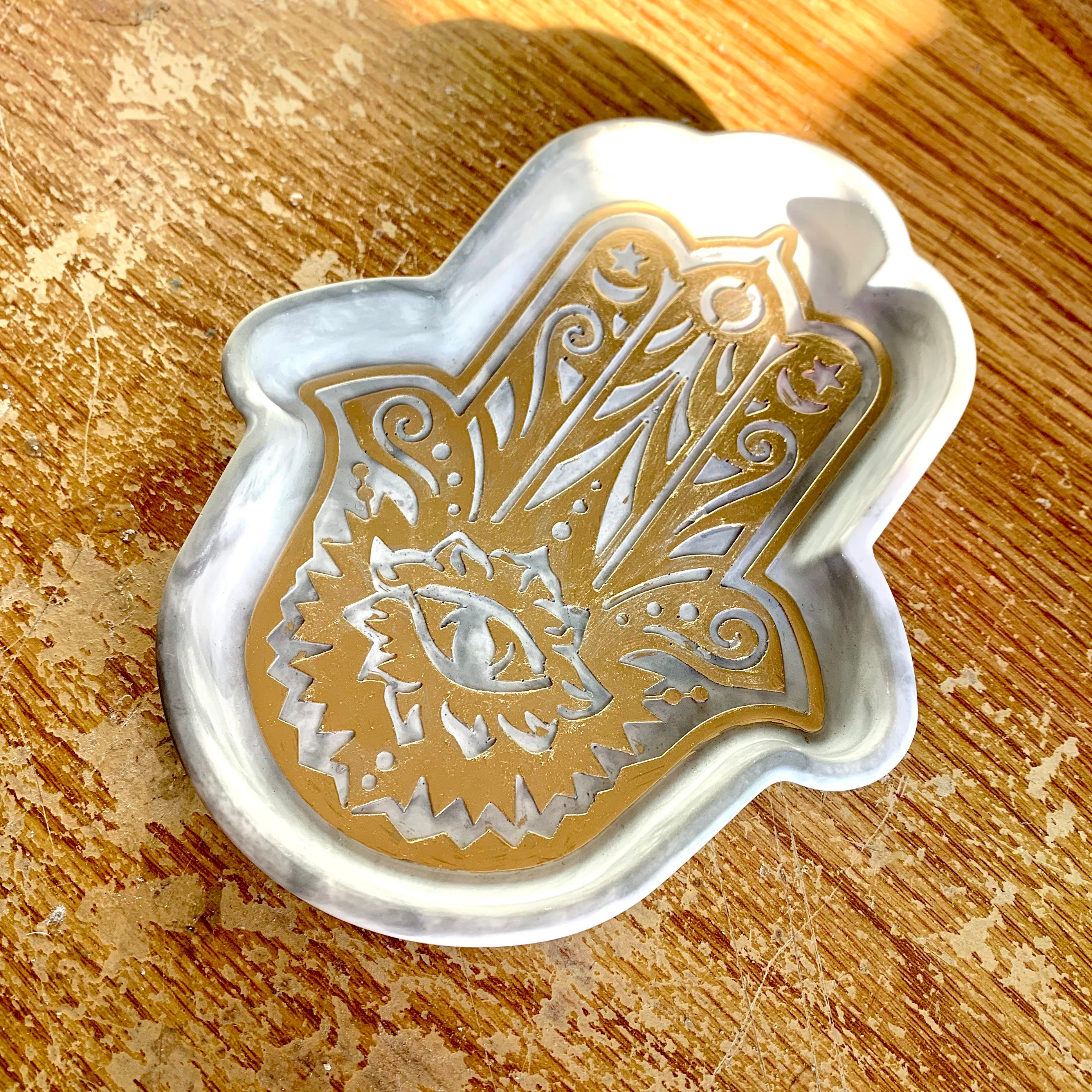 Hamsa Evil Eye Trinket Tray/Ring Dish/Jewelry Dish with gold Etsy