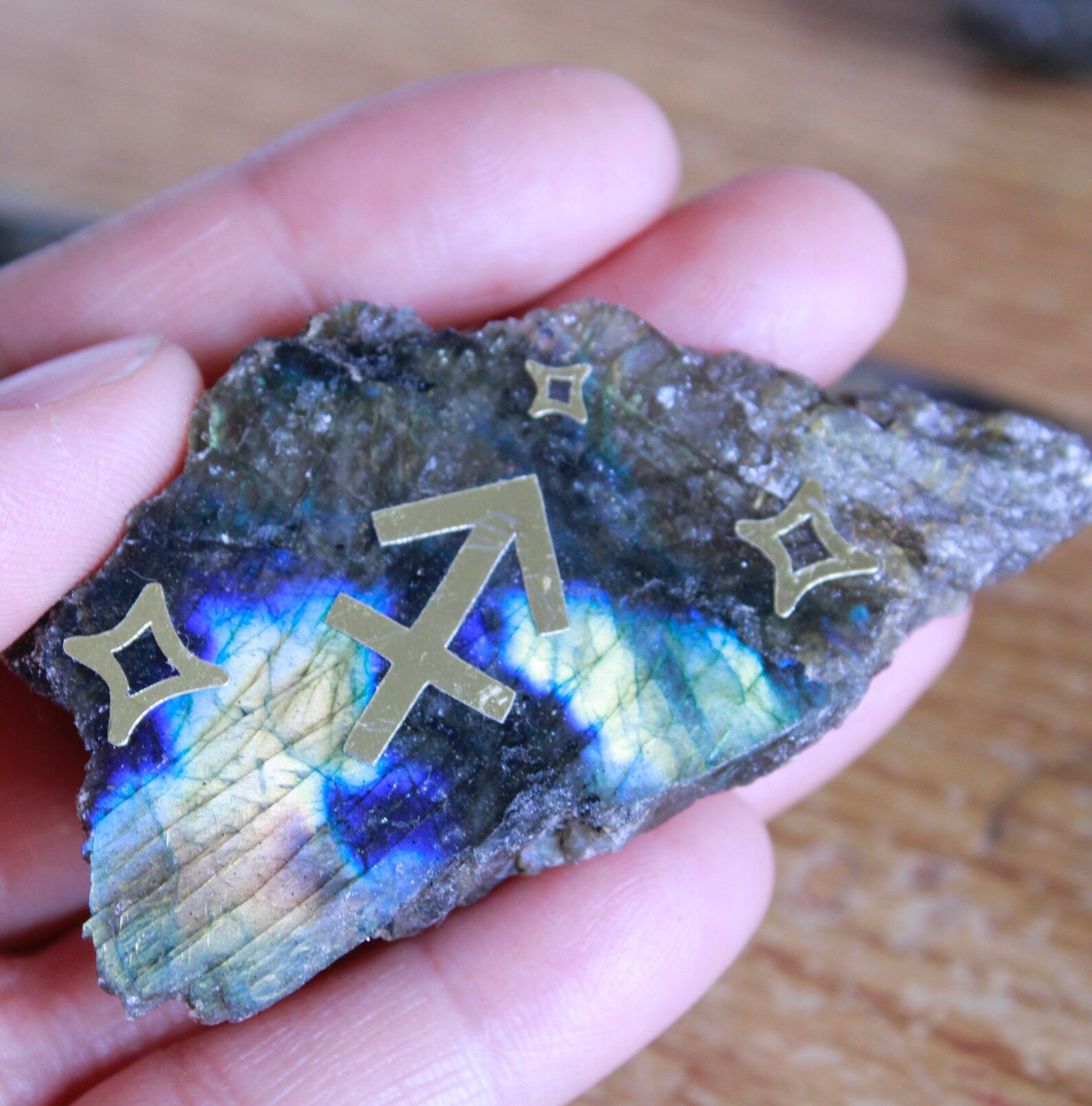 Mini Zodiac Symbol flashy labradorite crystal Etsy