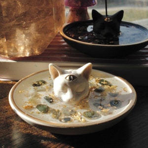 Mini Third Eye Cat Crystal Gemstone Incense Holder