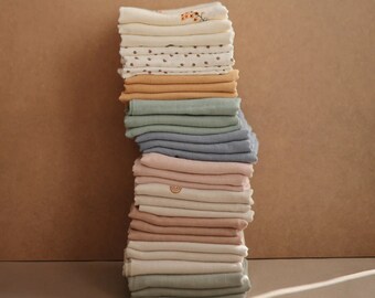 Muslin Cloth 3 pack - Organic Cotton Lingette Tissue Mousseline - Mushie - Bath Cloth Bain - Newborn Baby Bebe Nouveau-nee