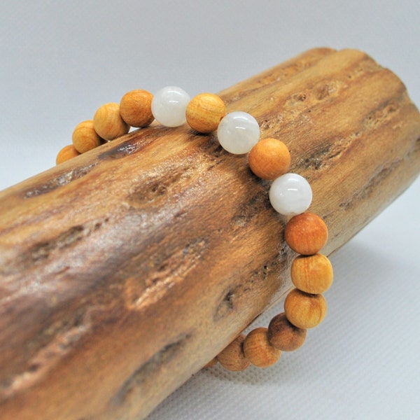 Palo Santo mit Mondstein Heiliges Holz Armband