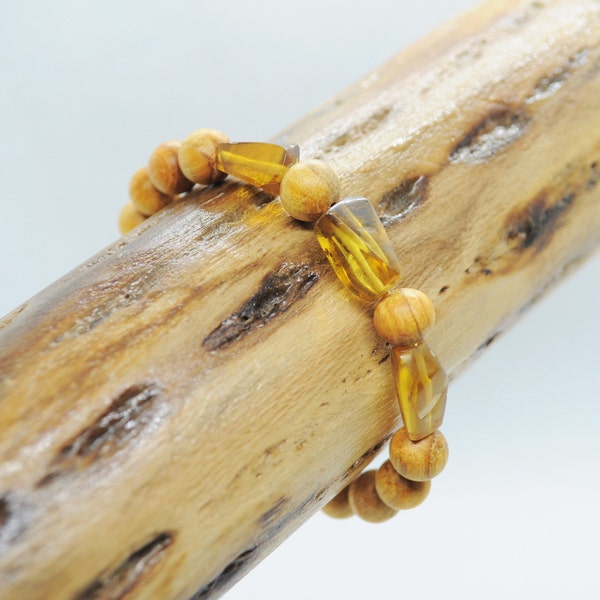 Palo Santo mit Bernstein Heiliges Holz Armband