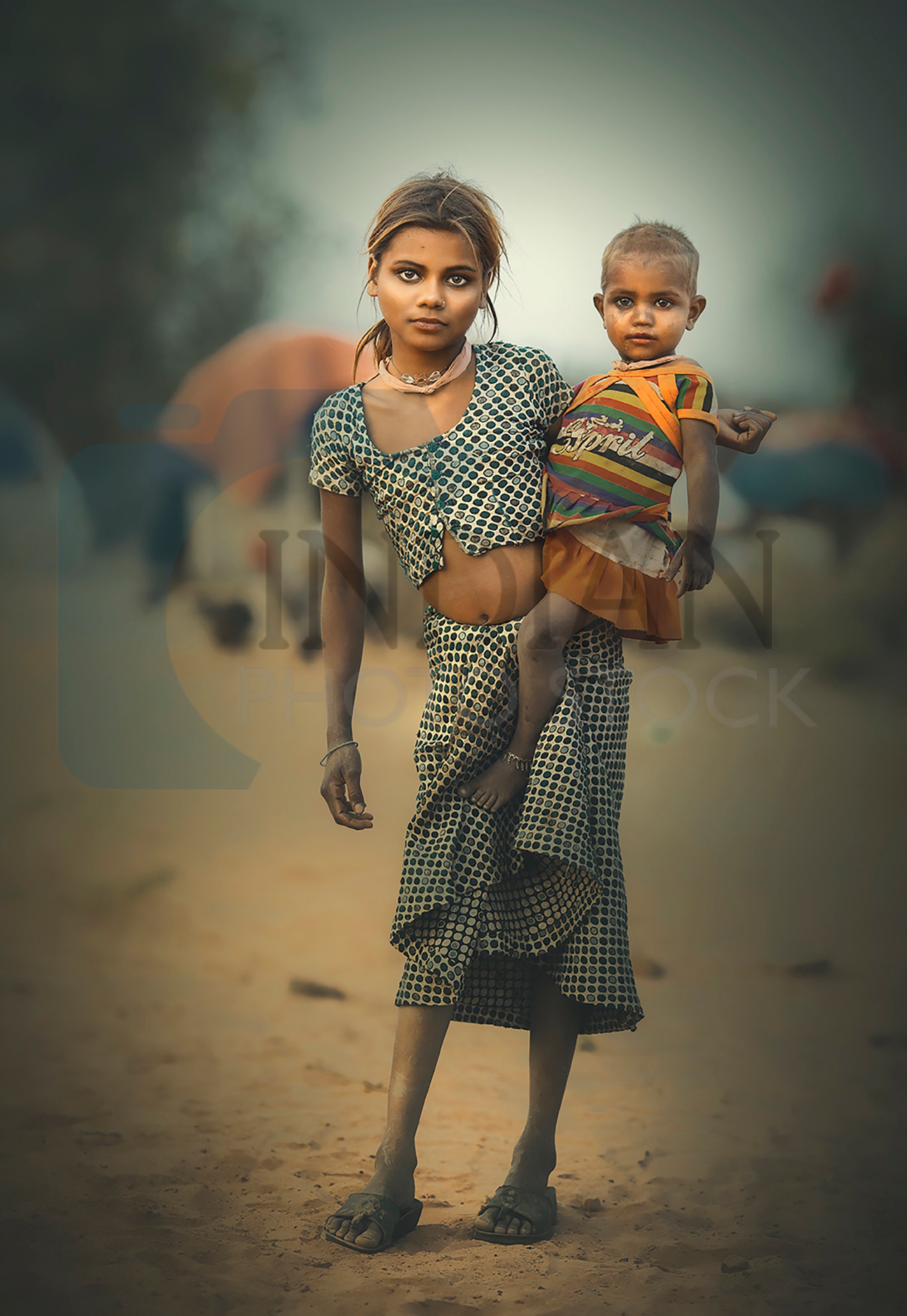 Indian Village Girl Feeding Her Younger Sister In Her Arms Etsy India 