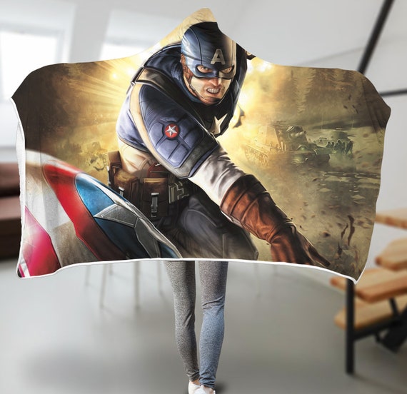 Captain America Hooded Blanket Captain America Blanket For Etsy