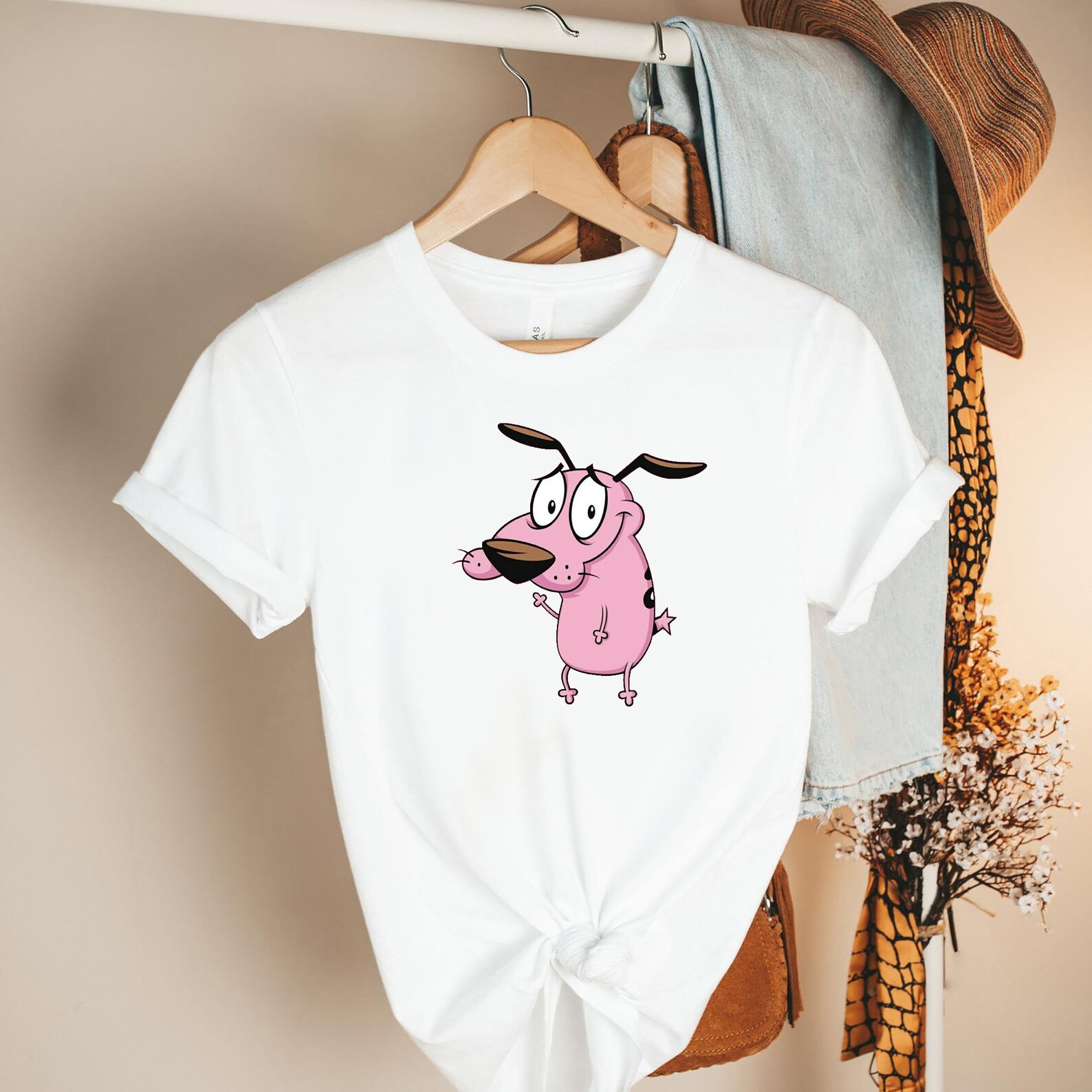 Courage The Cowardly Dog Shirt
 Courage the Cowardly Dog T shirt Cartoon Network ShirtPink