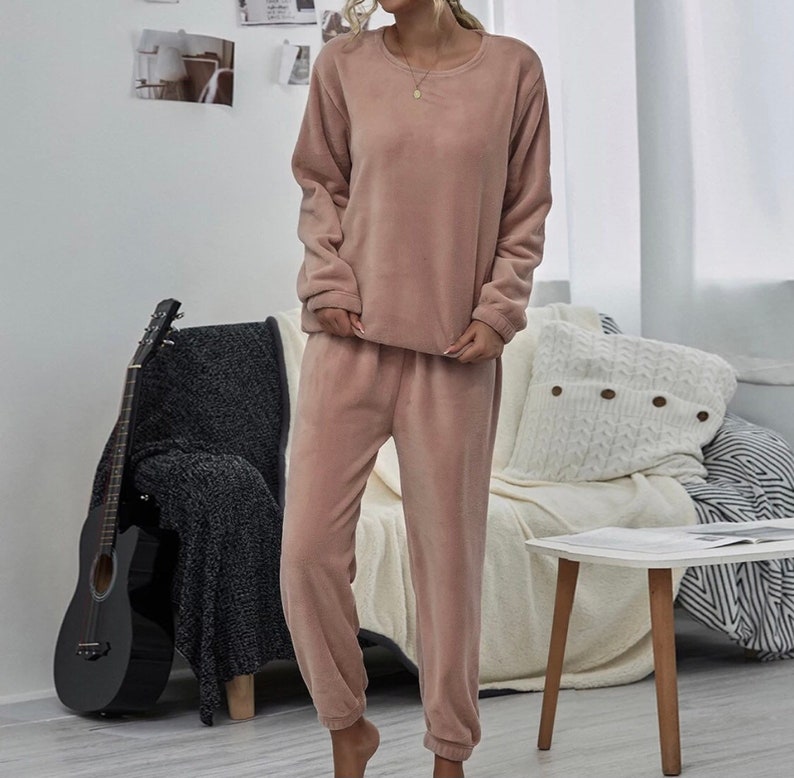 Cozy plush lounge pajama set thick loose casual warm Etsy