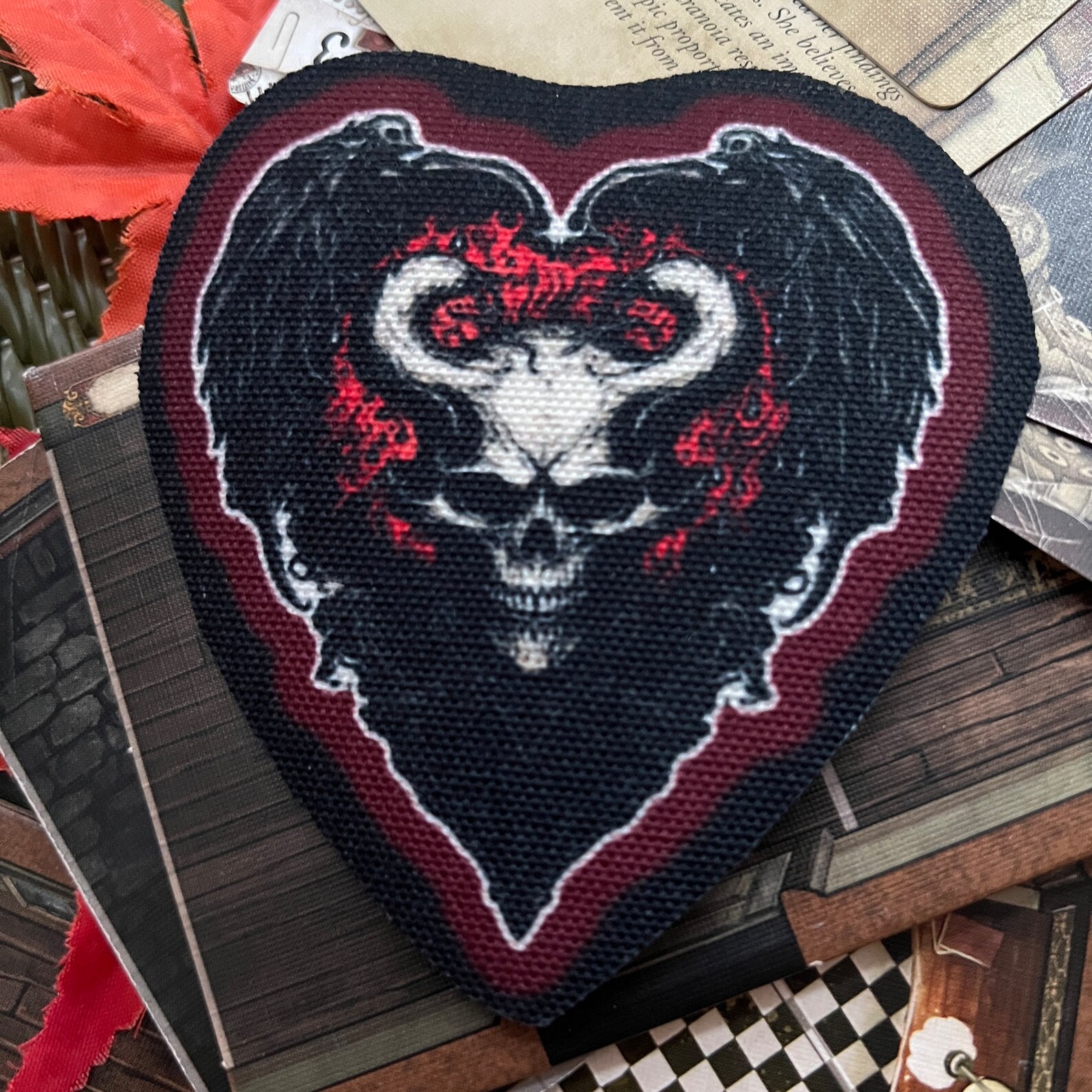 Satanic Demon Horror Crust Punk Grunge Style Iron on DIY Printed Canvas ...