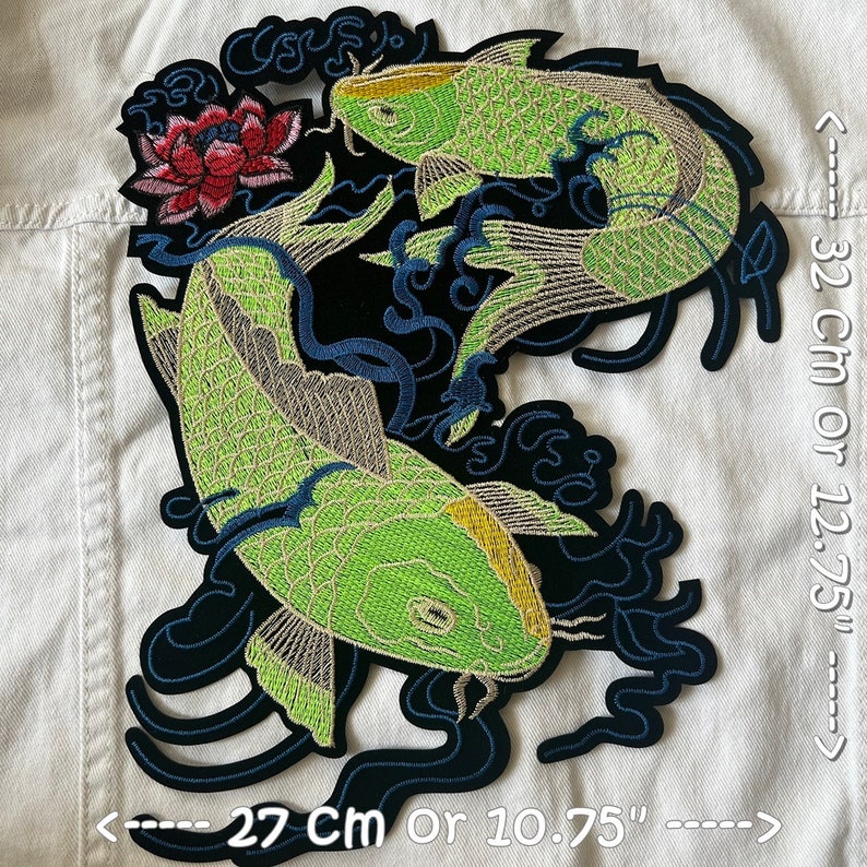 Green Japanese Koi Fish Large Back Patch XL - Etsy