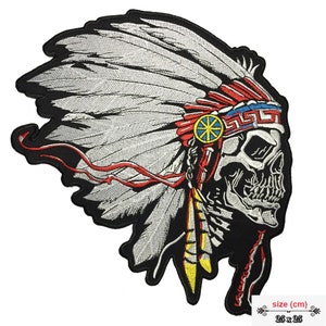 Horror Skull American Indian Large back Patch XL