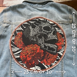 Death Skull Skeleton Horror Grunge Style Sew on DIY Printed Canvas Embroidered edge Patch